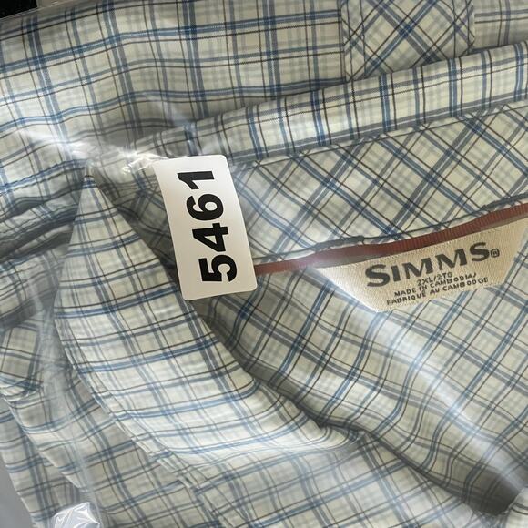 Simms Fishing Shirt Mens XXL 2XL Plaid Button Up Pockets Nylon Outdoor Logo - Picture 15 of 16